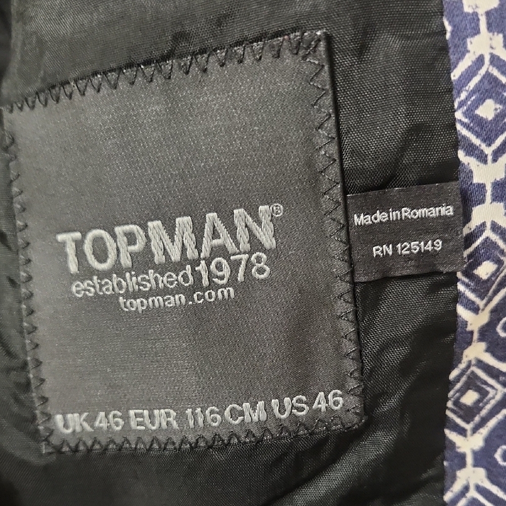 Topman Geometric Blazer - Blue and White - Picture 2 of 5